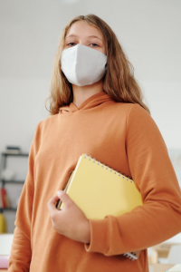Student wearing a face covering